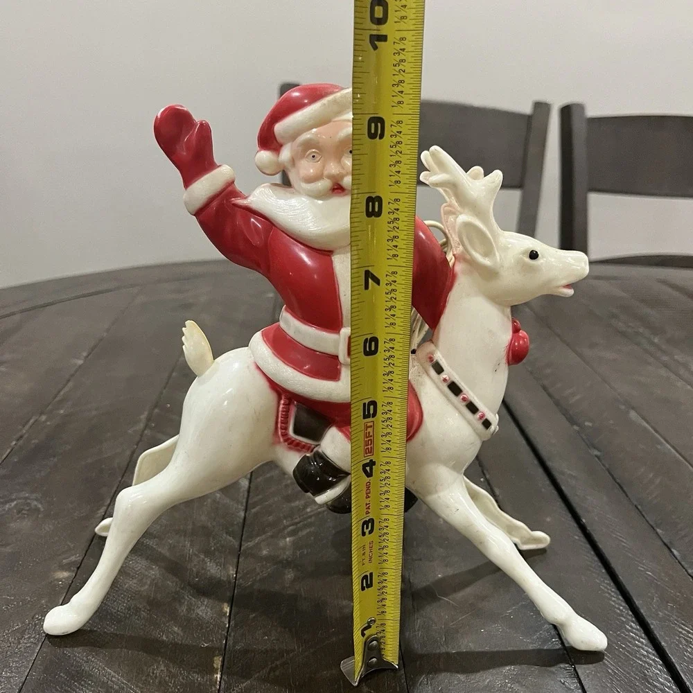 Vtg Rosbro Irwin Plastic Hi Ho Santa Riding Reindeer‎ Pat 169824 1950s Celluloid